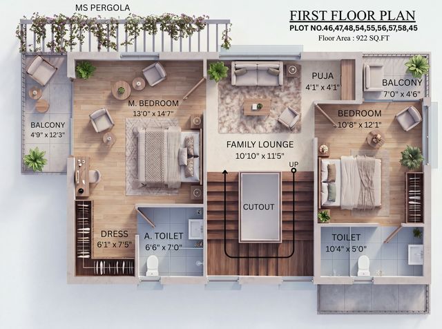 First floor plan of the type A villa