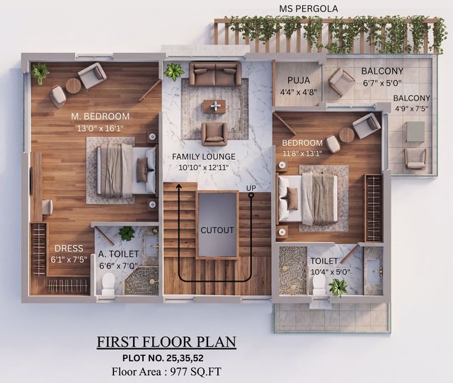 First floor plan of the type B villa