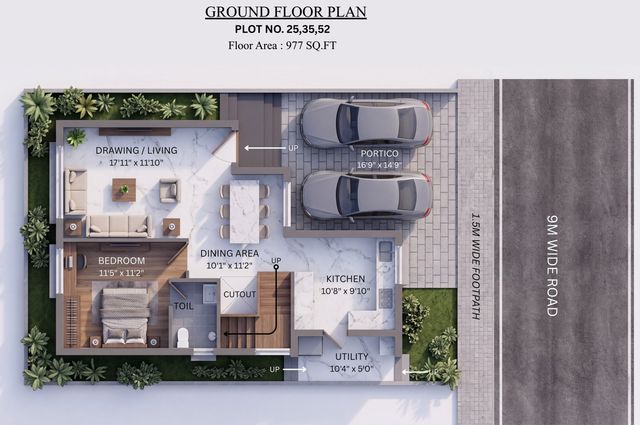 Ground floor plan of the type B villa