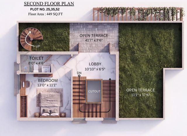 Second floor plan of the type B villa