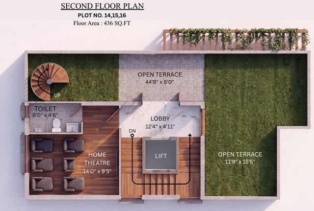 Second floor plan of the type C villa