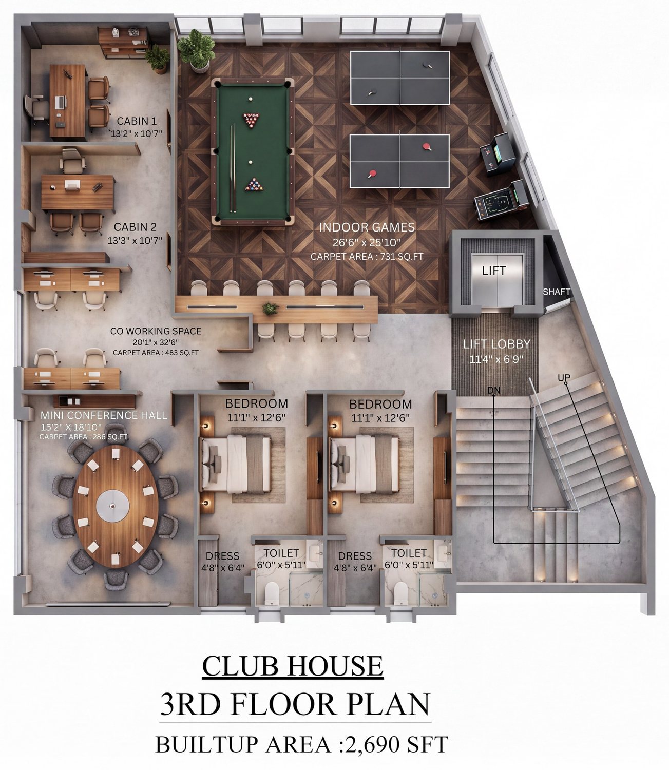 Club house third floor plan