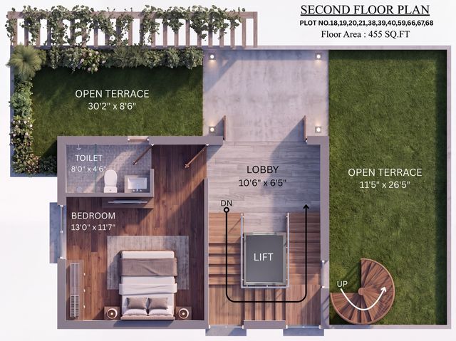 Second floor plan of the type G villa