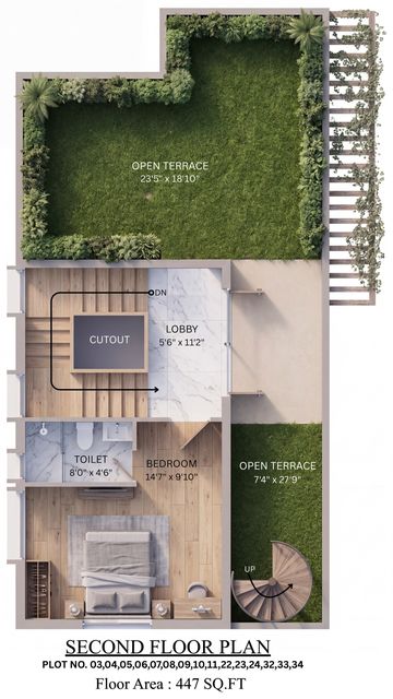 Second floor plan of the type H villa