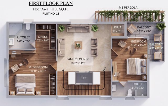 First floor plan of the type K villa
