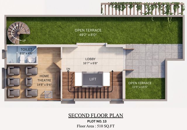 Second floor plan of the type K villa