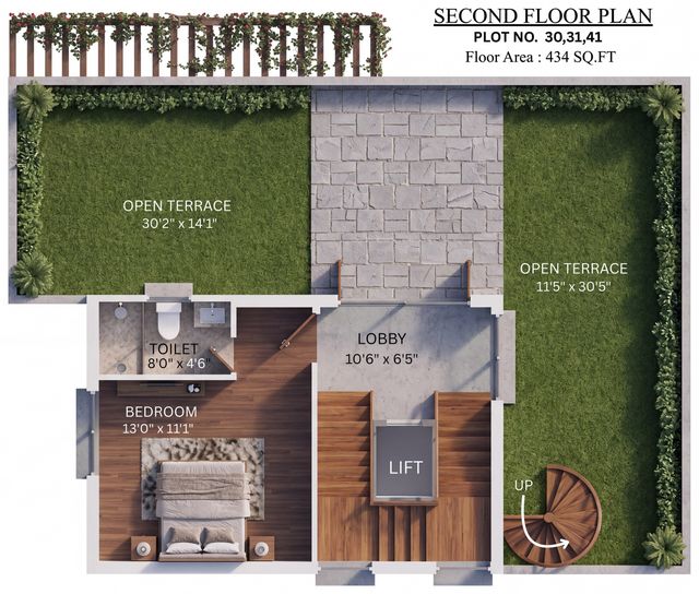 Second floor plan of the type L villa