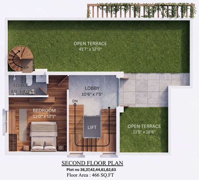 Second floor plan of the type M villa