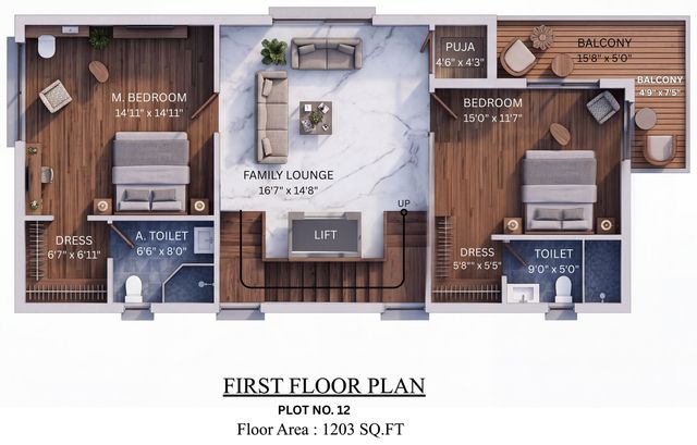 First floor plan of the type O villa