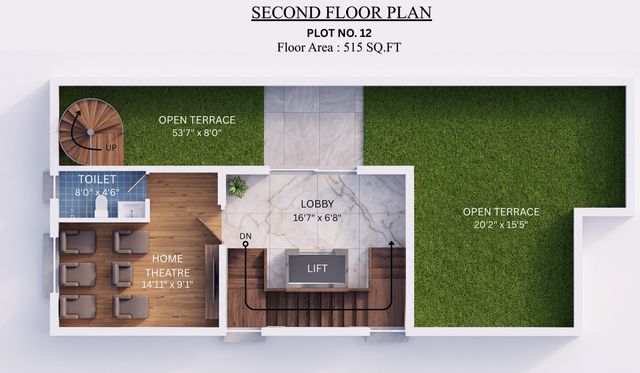 Second floor plan of the type O villa