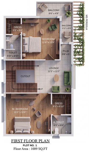 First floor plan of the type D villa