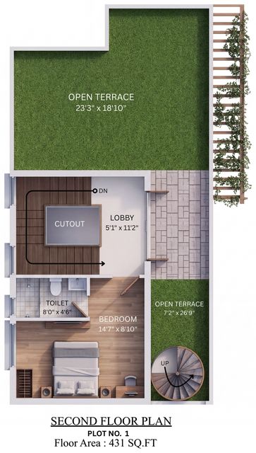Second floor plan of the type D villa