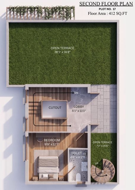 Second floor plan of the type F villa