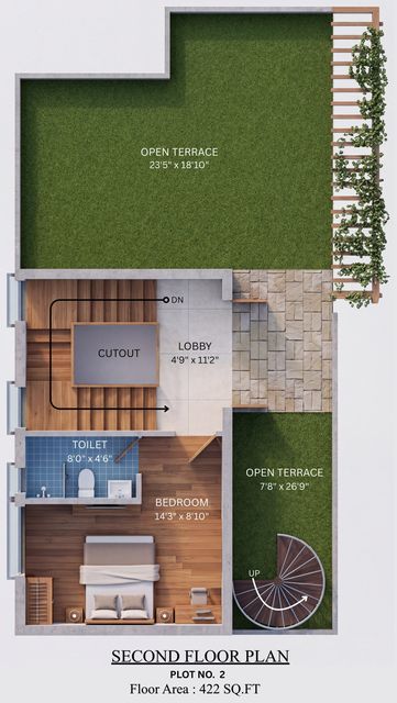 Second floor plan of the type E villa
