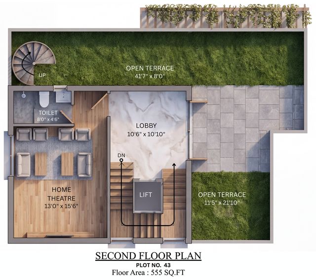 Second floor plan of the type N villa