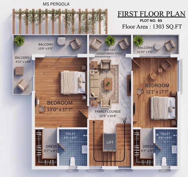 First floor plan of the type Q villa