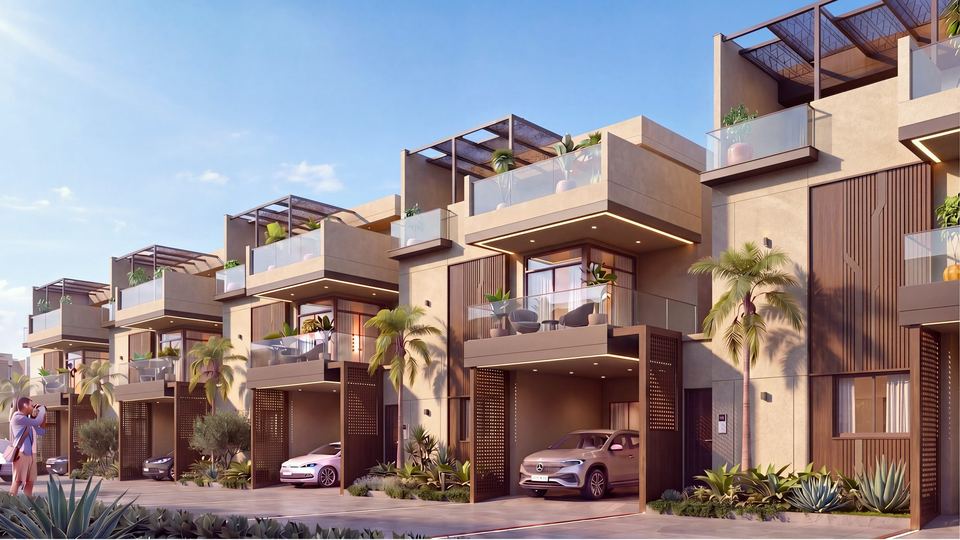 A street of east facing villas, architect’s view